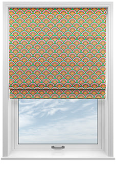 Deco Sea Shells, Strawberry - Motorised Roman Blind